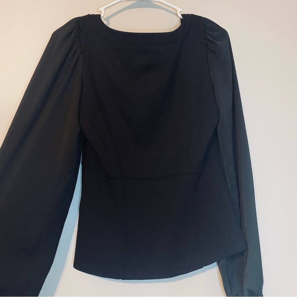 Anthropologie Elegant Black Puff Sleeve Blouse - Picture 5 of 9